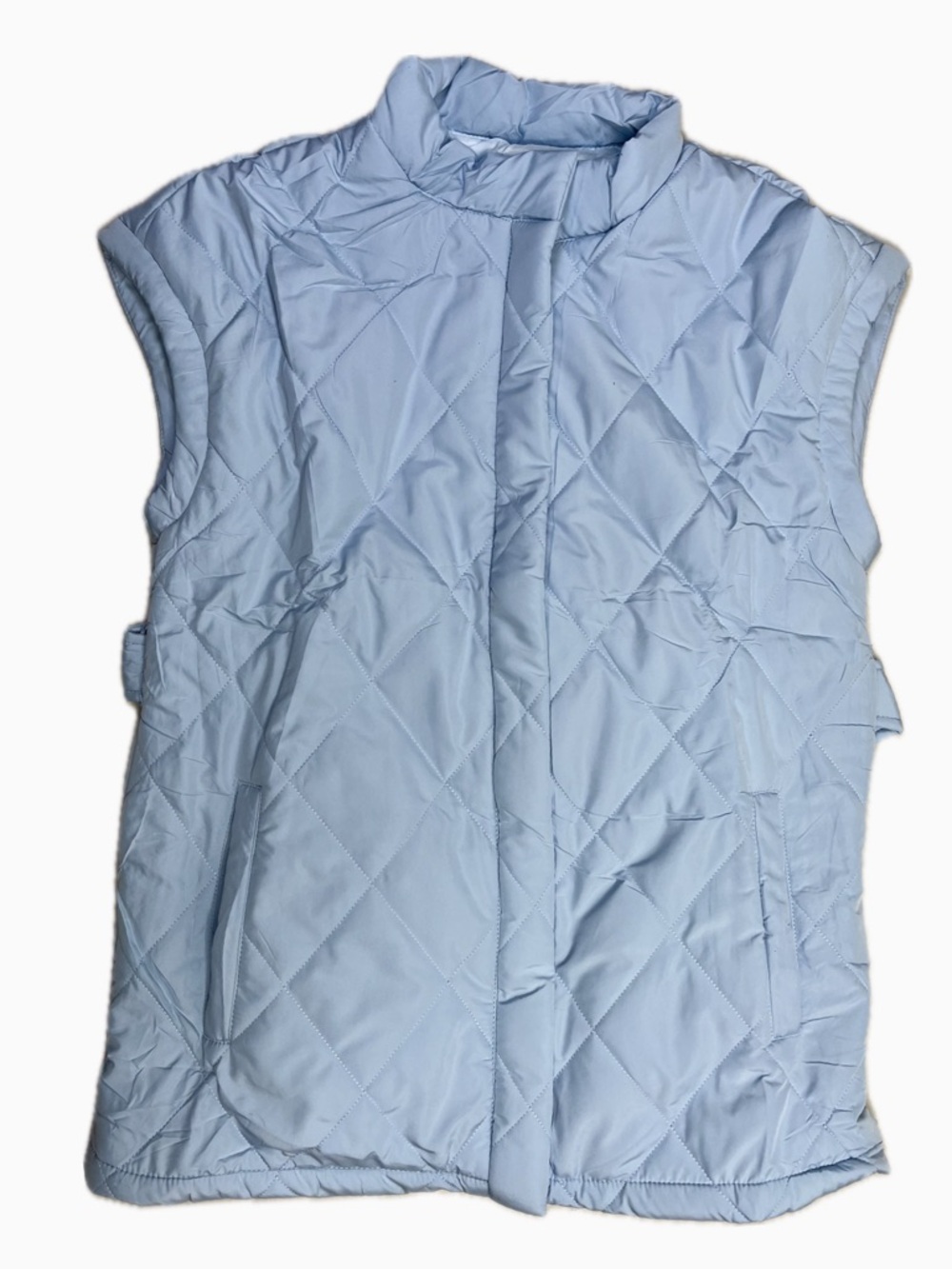 Jeanewpole1 Quilted Belted Sleeveo, Vest Jacket - Light Blue, size S,  NWT - Picture 3 of 12